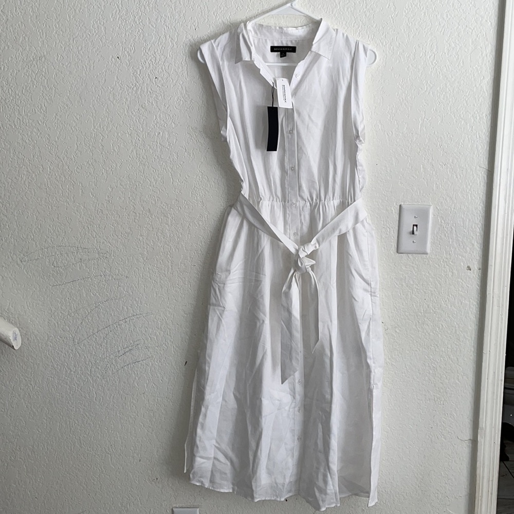 Banana Republic All White Button Dress